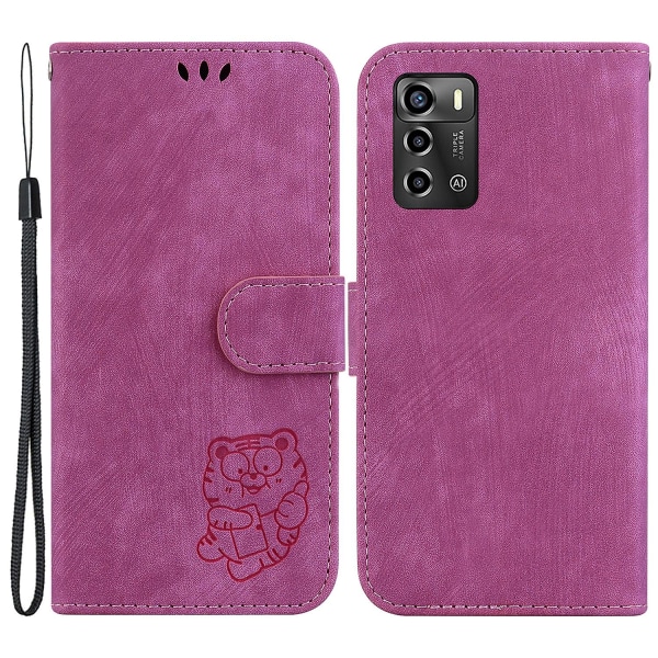 För Zte Blade A72/blad V40 Vita Magnetlås Case Imprint Cover med plånbok Rose