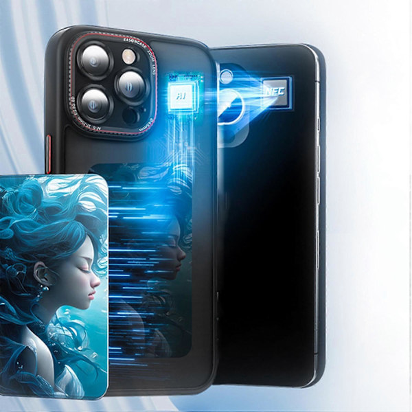 Anpassat mobilskal med mönster för iPhone 13 Pro Max, 3-färgs E Ink-skärm