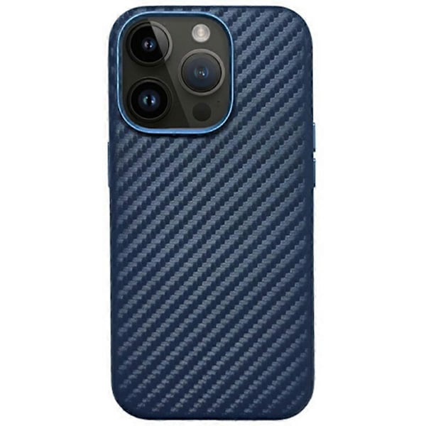 KZDOO Deksel til iPhone 16 Pro Kompatibel med MagSafe Karbonfibertekstur PU+PC Telefondeksel - Svart Multicolor Blue