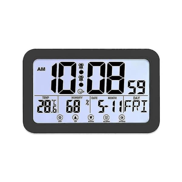 Digital Desktop Elektroniska digitala väckarklockor för sovrum, svart