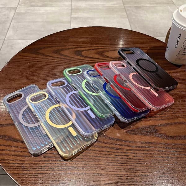 Magnetisk deksel til iPhone 16e, bølget design, gradient, støtsikkert telefondeksel Multicolor Blue
