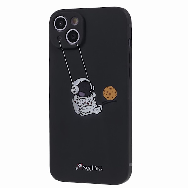 Roligt tecknat Astronaut phone case för Iphone 13, mjukt Tpu reptåligt cover Swing Astronaut Black