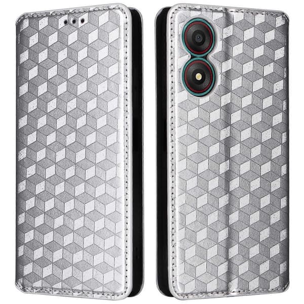 För ZTE Blade A34 Fodral PU Läderfodral med Plånbok Vikbart Ställ Multicolor Silver