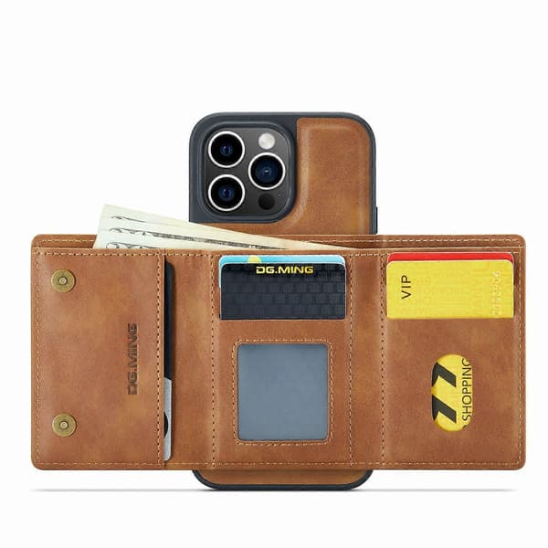 DG.MING M6 Series til iPhone 13 Pro Etui Magnetisk pung PU+PC+TPU Telefoncover Multicolor Style B