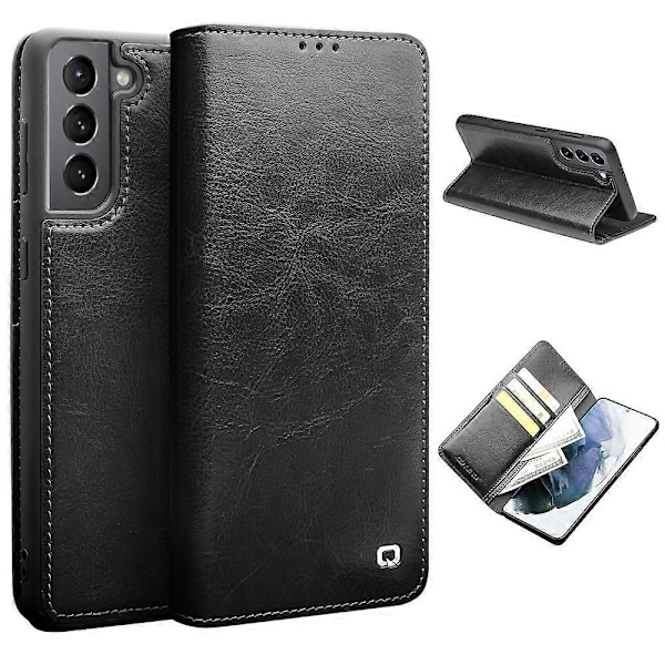 QIALINO Samsung Galaxy S21 Plus 5G Lompakko Design Folio Flip Aitoa Nahkaa Puhelinkotelo