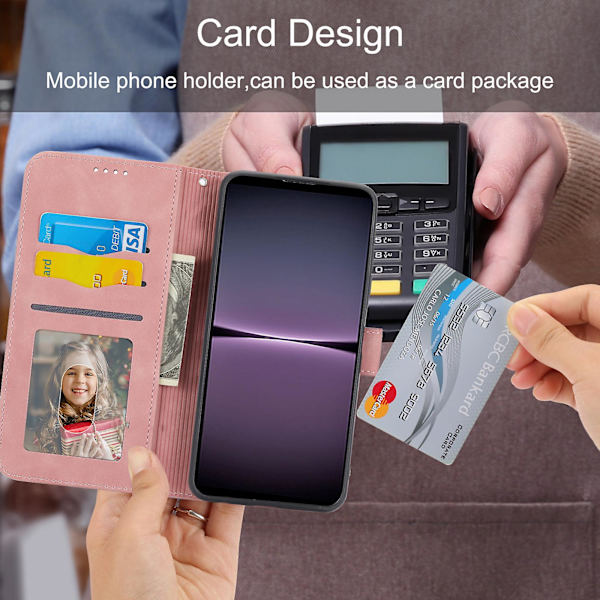 Telefon Cover Til Oppo Reno10 Pro+ 5g, Linjer Præget Pu Læder Wallet Flip Stand Case Pink