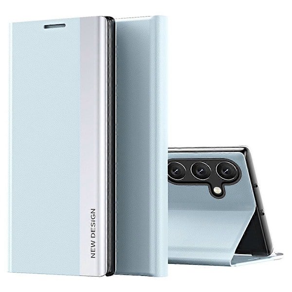 Til Samsung Galaxy A25 5G Etui Stødsikkert PC-skal + Læder Stand Telefoncover Multicolor Sky Blue