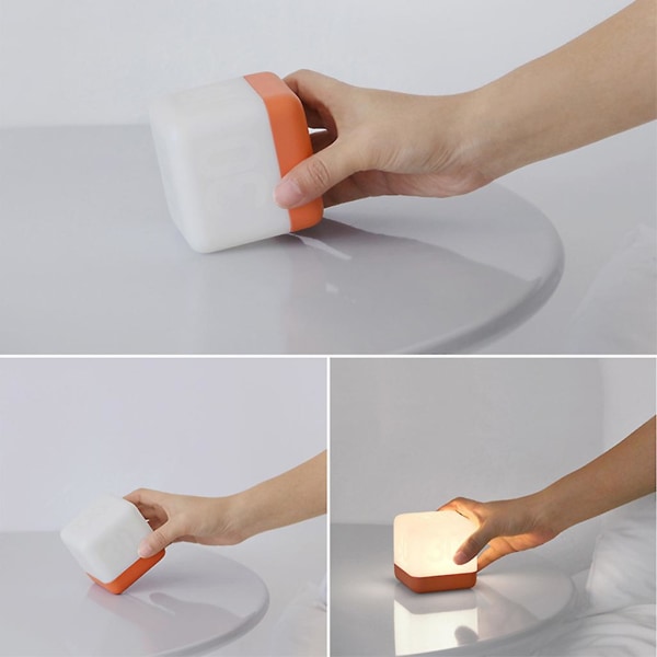 Timing LED Natlampe USB Genopladelig Firkantet Flip Switch Justerbar Lysstyrke Gray