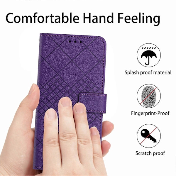 HT06 Skal för Xiaomi 14 Anti-repa Präglat PU Läder Litchi Textur Smartphone Skydd Multicolor Style B