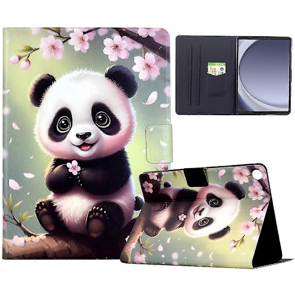 Til Samsung Galaxy Tab A9 Stand Case Mønstertryk Tablet Lædercover med Auto Vågn/Sov Multicolor Sakura Panda