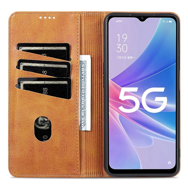 AZNS Læder Telefon Cover med Anti-ridse, Stand, Wallet og Magnetisk Flip til Oppo A58 5G/A58x 5G/A78 5G Multicolor Style D