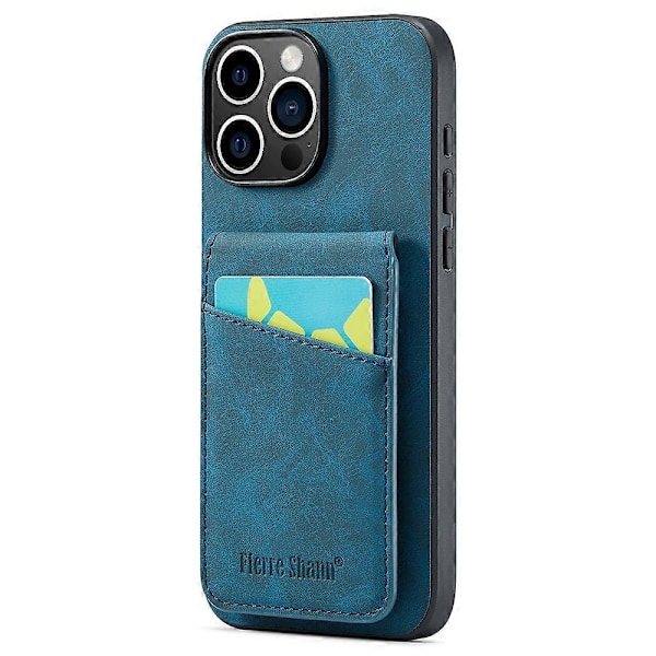 FIERRE SHANN iPhone 16 Pro Etui Kortholder Støtteben Læder RFID-blokering Bagcover Multicolor Style C