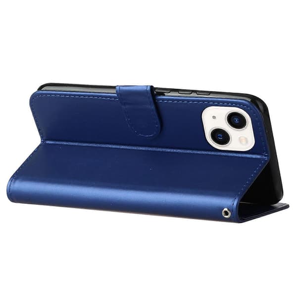 För iPhone 15 Anti-fall Enfärgad PU Läder Plånboksfodral Vikbart Ställ Mobilskal Multicolor Style B