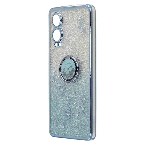 KADEM Deksel til OnePlus Nord CE4 Lite 5G med Ringstativ TPU Blomster Telefondeksel Gradient Glitter Multicolor Blue