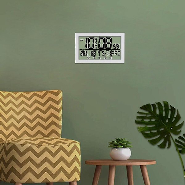 Pekskärm Digital Väggklocka Mute With Snooze Mode Ljusande Stora Tecken Med Calendar Suita