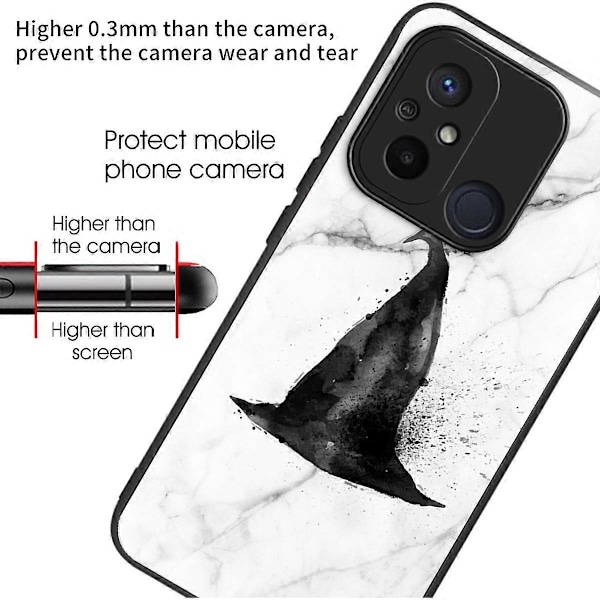 Telefoncover til Xiaomi Redmi 12C 4G, resistent TPU+hærdet glas, mønsterdesign Multicolor Hat
