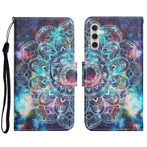 Samsung Galaxy A26 5G/A16 4G -kotelo, kuvioitu, suojaava nahkainen folio-puhelinkotelo Multicolor Galaxy Mandala