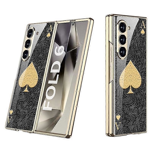GKK Etui til Samsung Galaxy Z Fold6 5G Elektroplettering Trykt Mønster Hærdet Glas+PC Telefoncover Multicolor Style B