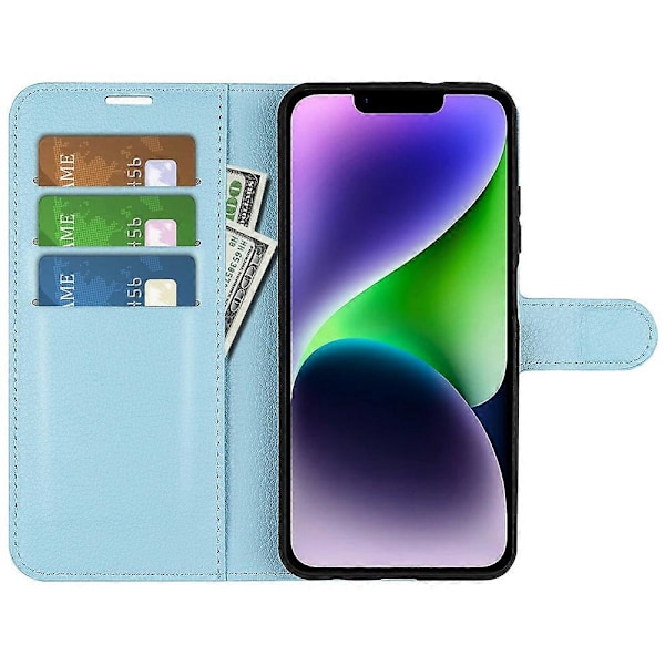 Puhelinlaukku jalustalla iPhone 15 Plus -puhelimelle, PU-nahkainen lompakkokotelo Multicolor Style E
