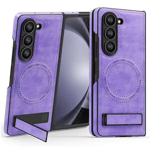 Skal för Samsung Galaxy Z Fold5 5G Kompatibelt med MagSafe PC+PU Ställ Telefonskydd Multicolor Light Purple