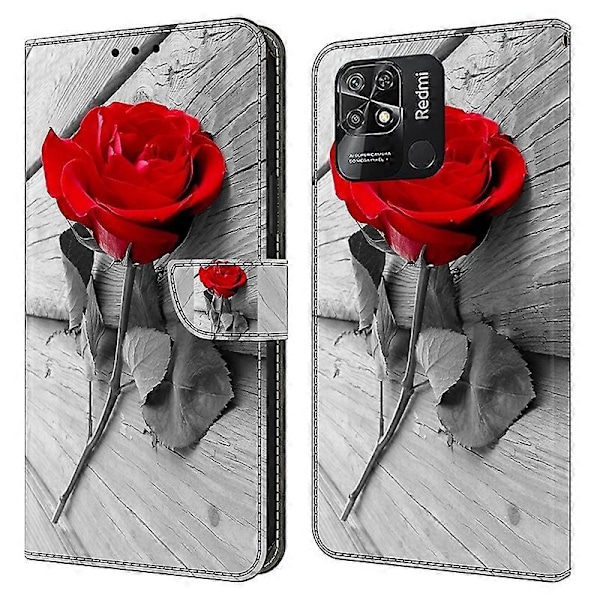 Læderetui med mønstertryk til Xiaomi Redmi 10C 4G Etui Anti-Drop Wallet Telefonetui Multicolor Style H
