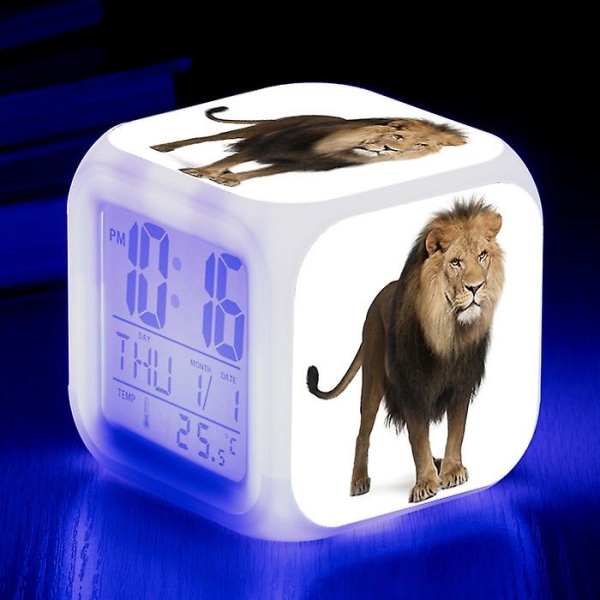 Dww-rveil Le Lion Bild Rveil B Lumire USB Enfants Led Horloge Dessin Anim Veilleuse Flash 7 Changement De Couleur Horloge Numrique Horloge De Bureau