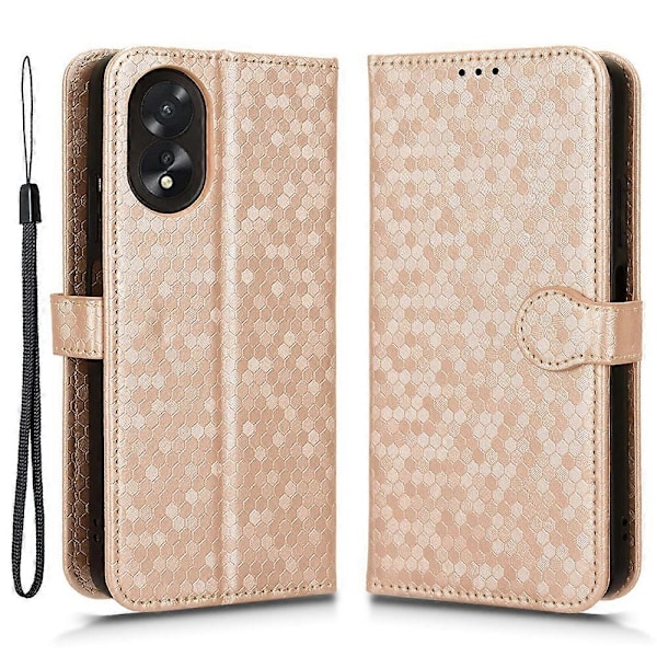 För Oppo A38 4G Fodral PU Läder Präglat Vikbart Ställ Mobiltelefon Skal Multicolor Style D