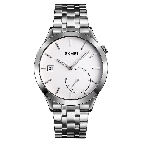 Skmei 1581 Vapaa-ajan ulkoilu kvartsikello Silver Steel Belt