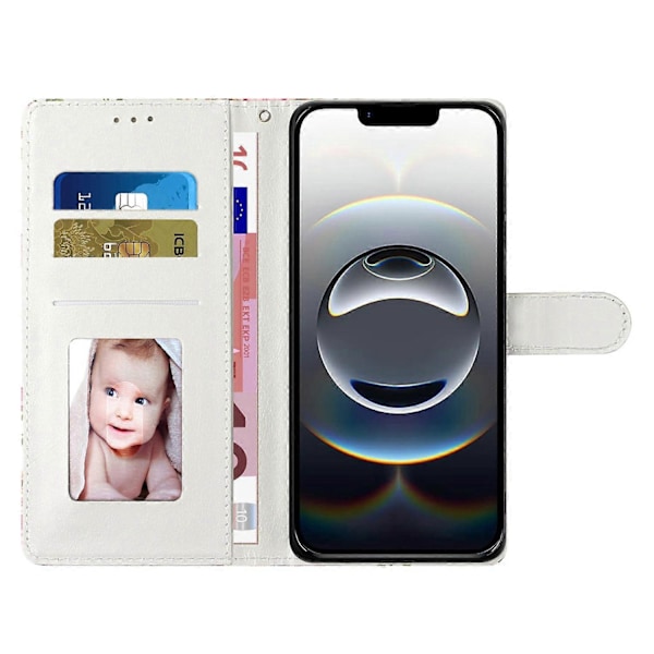 Plånboksfodral för iPhone 16e PU Läder Mönstertryck Ställ Telefonskydd med Rem Multicolor Cute Cat