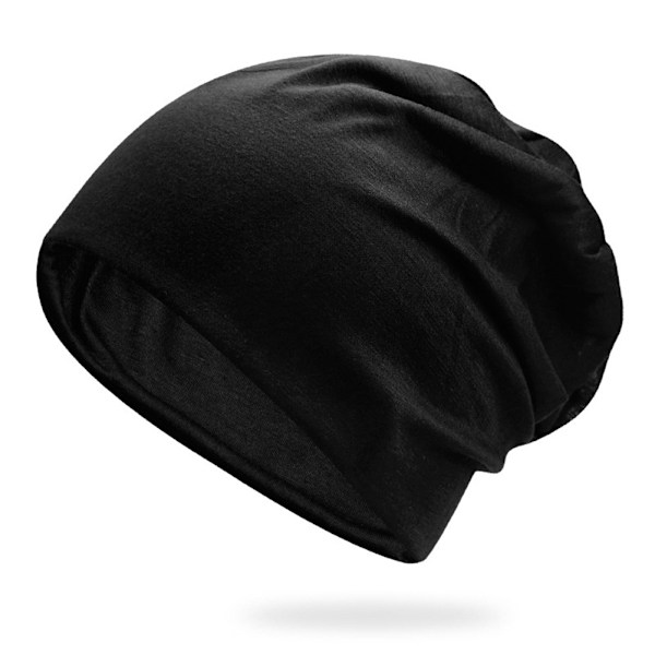 Kvinnor Män Snygg mössa Tunn Hip-hop Mjuk Stretch Slouchy Skull Cap Ny black