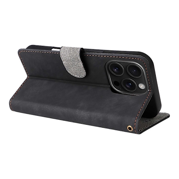 For iPhone 16 Pro Max Lommebok Etui RFID-blokkering PU-Lærdeksel Stativvisning Multicolor Style E