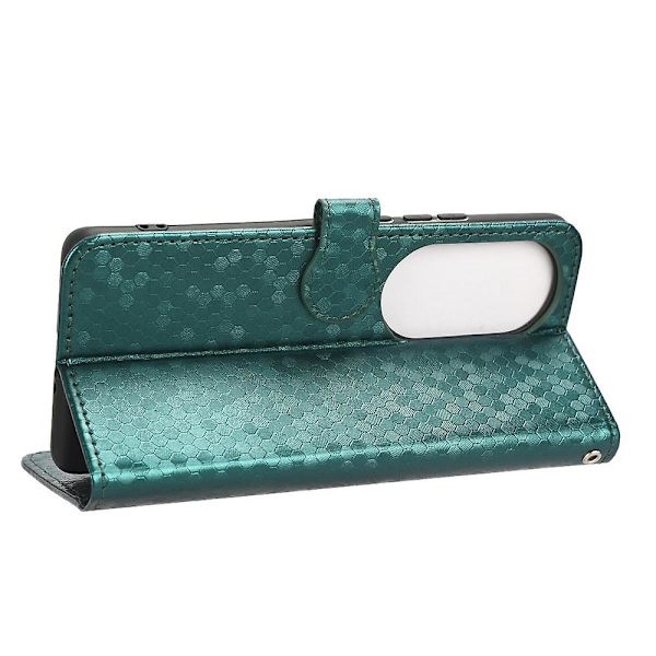 Til Oppo Reno10 Pro+ 5g PU Læder Wallet Mobil Case Dot Præget Flip Stand Telefon Cover Green