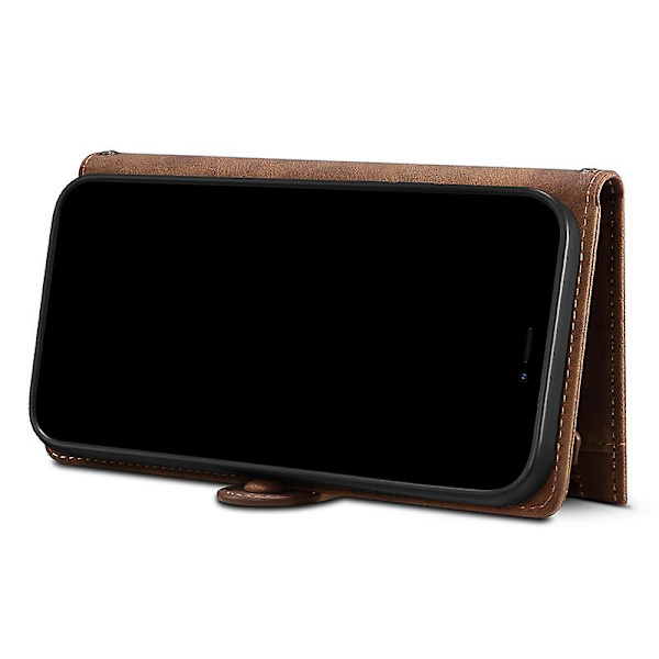 För Iphone 15 Pro Plånbok Läder Phone case Blixtlåsficka Rfid Blockerande Mobiltelefonställ Skal Brown