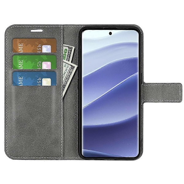 Til Xiaomi Redmi Note 14 Pro 5G Stand Case Anti-Scratch Kalvetekstur Læder Telefon Cover Multicolor Style D