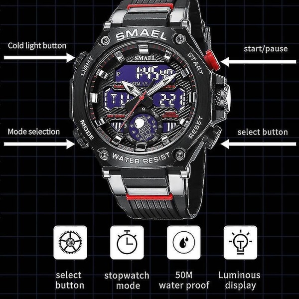 Skmei 2021 Square Large Dial Watch för män Transparent White