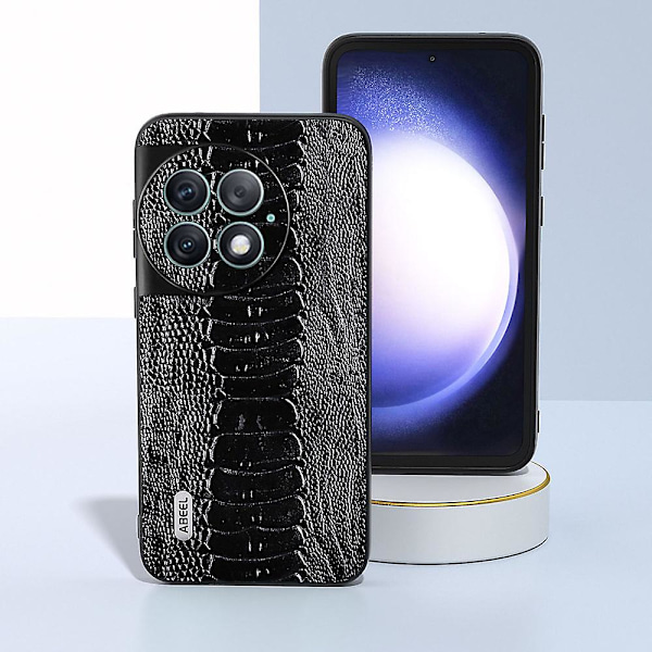 Abeel For Oneplus Ace 2 Pro 5g Stötsäkert Crocodile Texture Cover äkta koläderbelagd Pc+tpu phone case Black