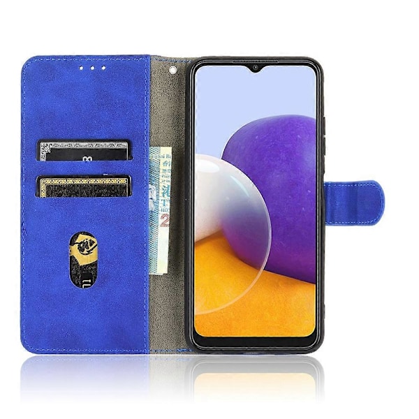 Hud-berøringsfølelse Wallet Stand Læder Flip Case Telefon Cover til Samsung Galaxy A22 5G (EU Version) Multicolor Style C