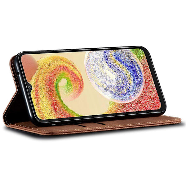 Samsung Galaxy M14 Puhelinkotelo Farkkukangas Tekstuurilla Jalustalla Käännettävä PU Nahkalompakko Multicolor Style C
