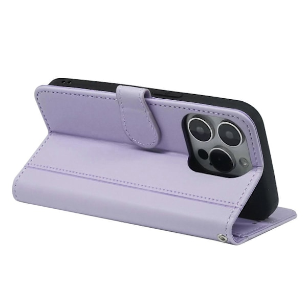 Til iPhone 16 Pro Max Wallet Case Magnetisk Lukning Læder Telefon Cover med Rem - Grøn Multicolor Purple
