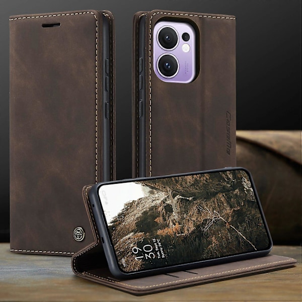 Til Oppo Reno13 F 4G/Oppo Reno13 F 5G Wallet Case CASEME 013 Series PU Læder Telefon Cover Stativ Multicolor Coffee