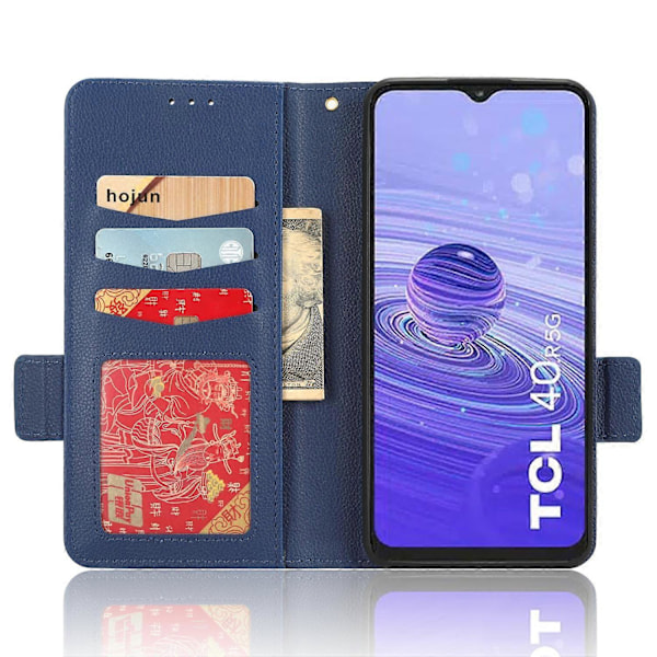 Læder Smartphone Etui til TCL 40R 5G, Dobbelt Magnetisk Lås Flip Wallet Stand Telefon Cover Multicolor Style F