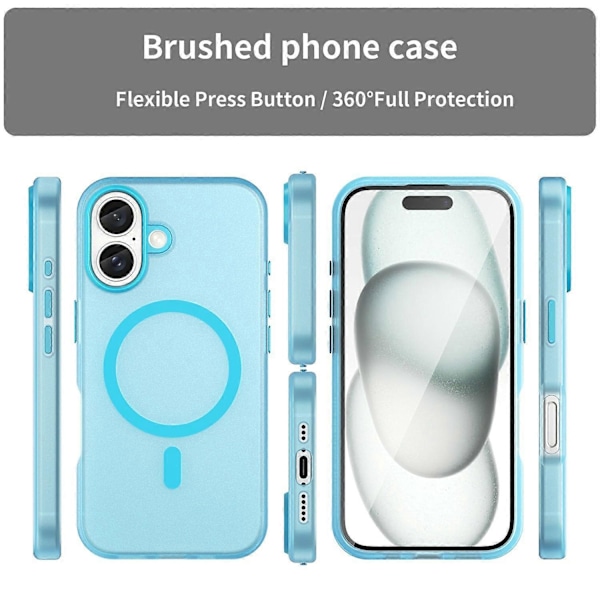 Skal för iPhone 16 Kompatibelt med MagSafe TPU+PC Slim Matt Genomskinligt Telefonskal - Grön Multicolor Blue
