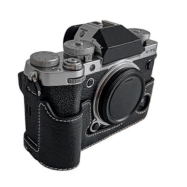 För Fujifilm X-T5 Buffeltextur Kamera Bottenfodral Flanellfoder Halvkroppsskydd Multicolor Style D