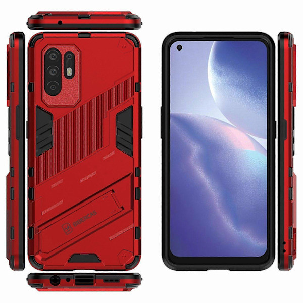 Vikbart Ställ Design PC + TPU Hybrid Telefonskydd Skal för Oppo Reno5 Z 5G Multicolor Style B