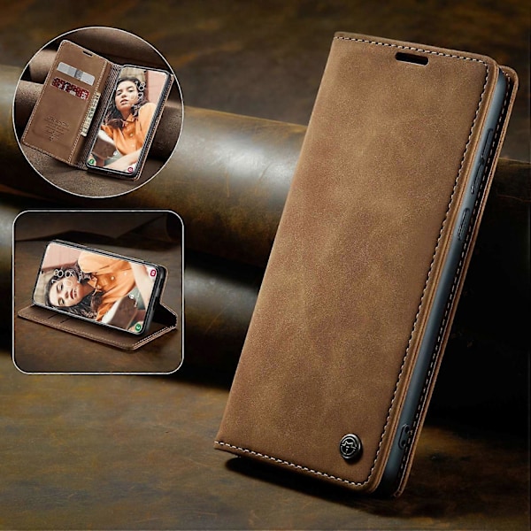 CASEME 013-serien Enkel plånboksdesign Automatiskt sug Läderfodral för Samsung Galaxy S21 FE Multicolor Style D