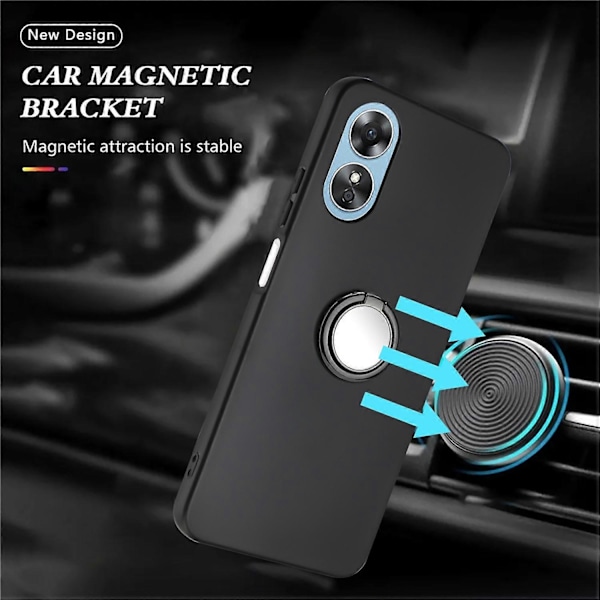 Skal för Oppo A18 4G/A38 4G med Ställ Magnetisk Bilhållare TPU Mobilskal Multicolor Style B