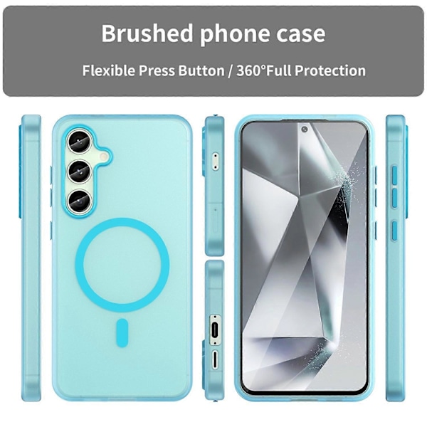 Samsung Galaxy S24 FE -kotelo, yhteensopiva MagSafe-tekniikan kanssa, TPU+PC ohut mattapintainen läpikuultava puhelinkuori Multicolor Blue