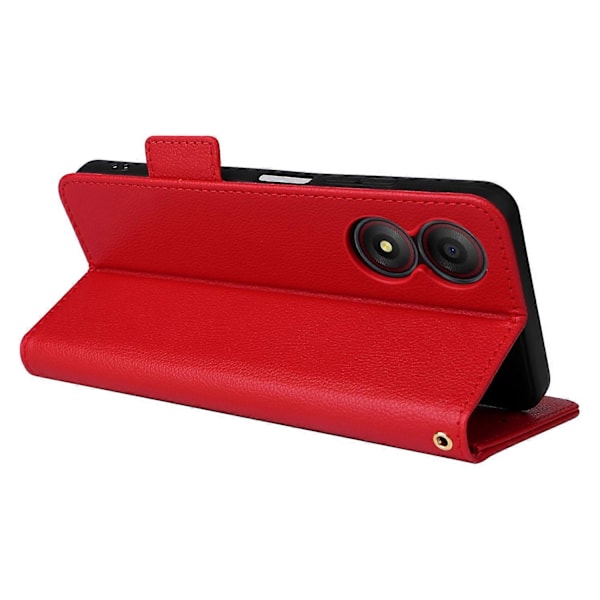 Læder Litchi tekstur cover med magnetisk lukning til ZTE Blade A34 telefon - Grå Multicolor Red