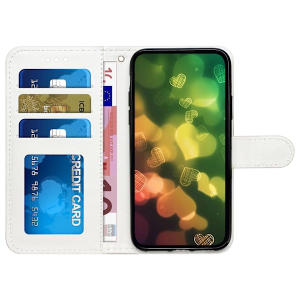 För Iphone 15 Plus Pu Läder Case Mönster Skrivbord Cover Magnolia