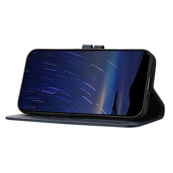 Til Samsung Galaxy S25 Edge Etui Glad Kat Mønster Præget Læder Wallet Telefon Cover Multicolor Blue
